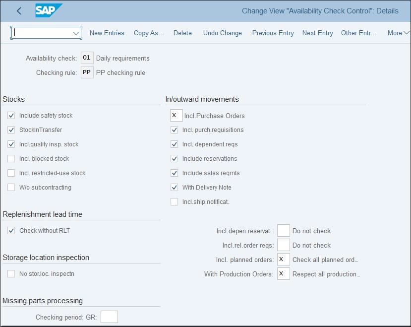 Scope of Check (Availability Checking Control)