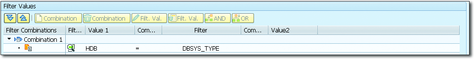 Filter DBSYS_TYPE with the Value HDB
